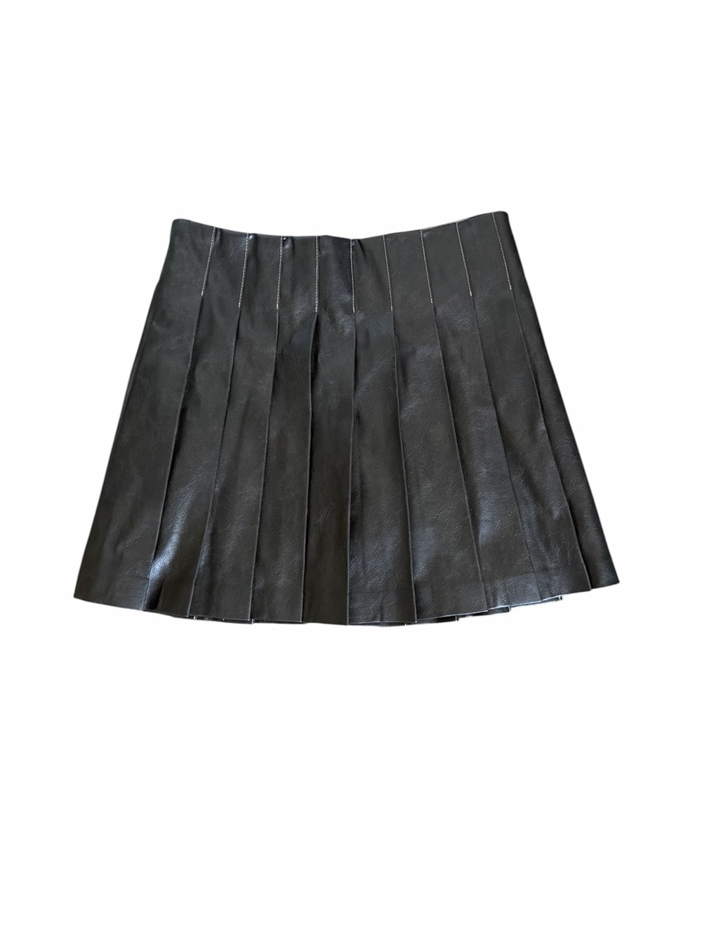 Vici Black Pleated Faux Leather Mini Skirt